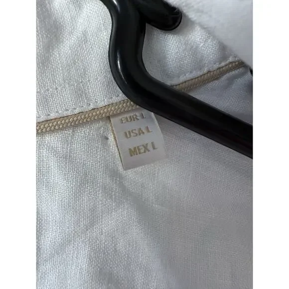 Porter and Ash Shirt Womens L White 100% Linen Hawaiian Camp Button Up Beach - Picture 3 of 10